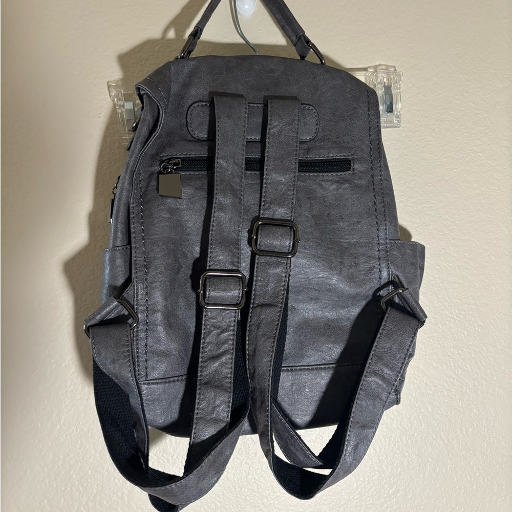 Gray Leather Backpack - image 2
